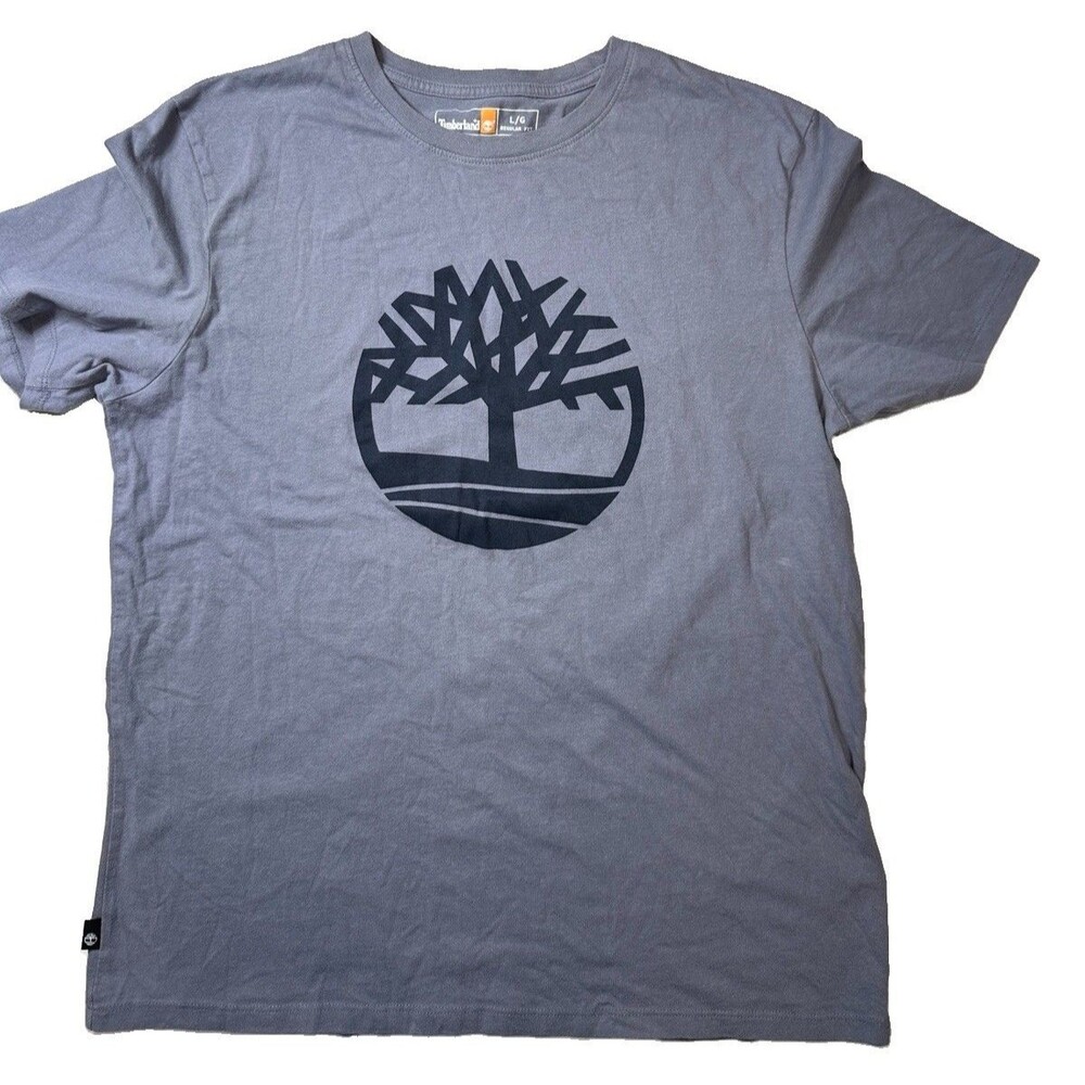 Timberland T Shirt Mens Large Gray Kennebec River Tree Big Print Crewneck